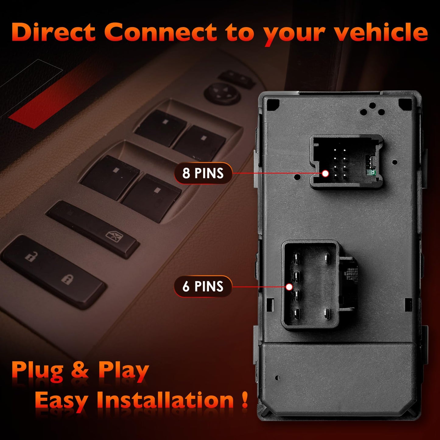 Drive Side Power Window Master Control Switch for | Chevy Silverado 1500 2500HD 3500HD,Traverse,HHR,GMC Sierra 1500 2500HD 3500HD,Yukon,Buick Enclave | Replaces OE# 20945129, 25789692, 25951963