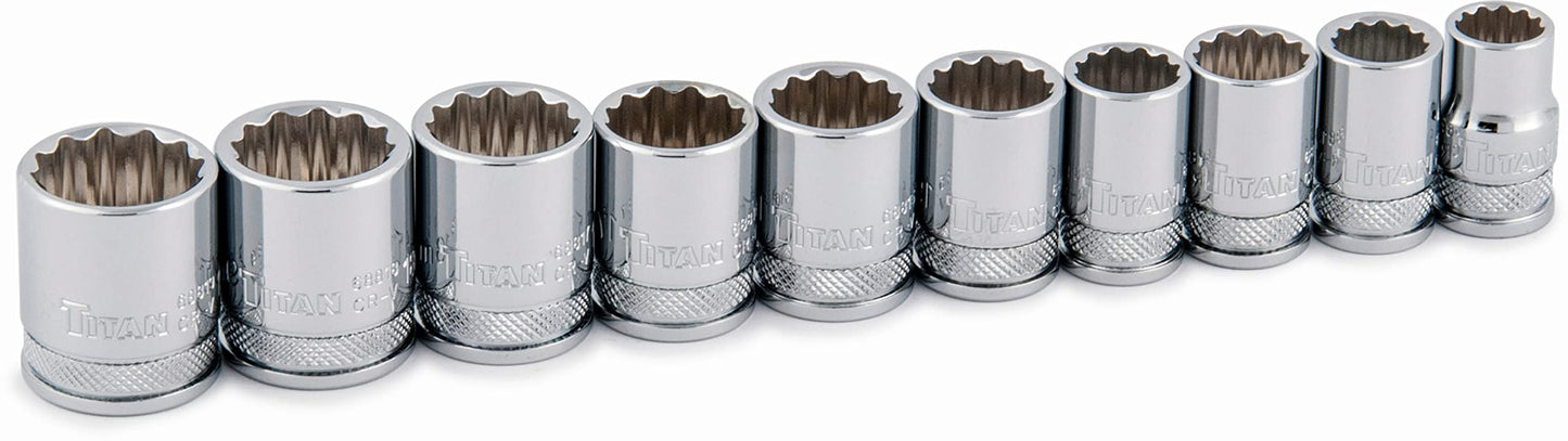 Titan 68800 10-Piece 3/8in Drive MM 12 Point Socket Set