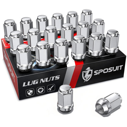 Sposuit M12x1.5 Lug Nuts - Replacement for 2020-2023 Mazda CX-30, 2013-2024 CX-5, 2008-2024 Dodge Journey, 1994-2014 Avenger, 1991-2007 Caravan - Closed End Chrome Lug Nut(20 Pcs)