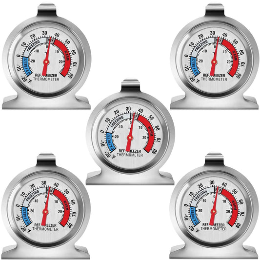 Refrigerator Thermometer, Large Dial Freezer Thermometer,Classic Series Temperature Thermometer for Refrigerator Freezer Fridge Cooler (5Pack)