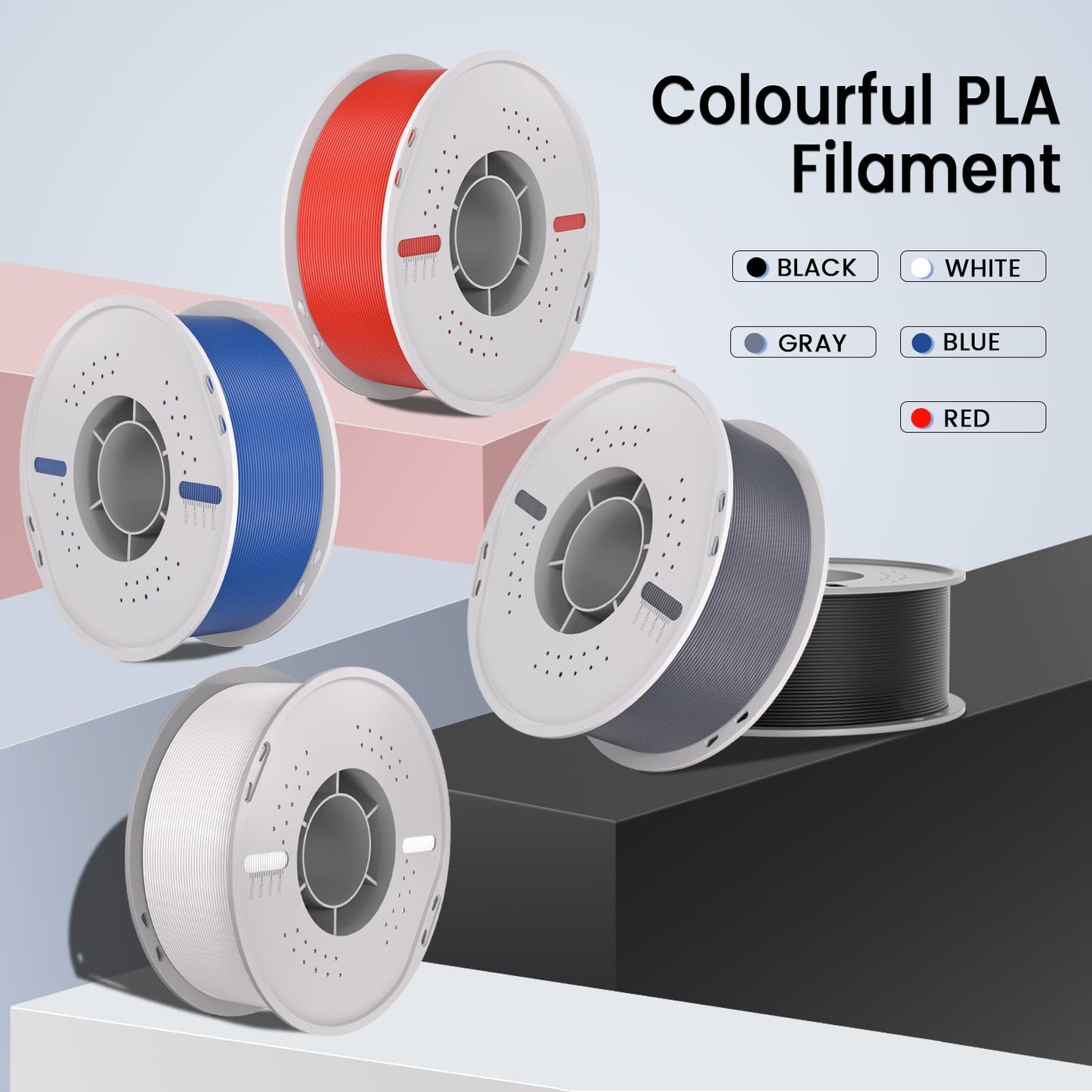 3D Printer Filament,PLA Filament 1.75mm Dimensional Accuracy±0.03mm Neatly Wound 3D Printing Filament Compatible with Bambu Lab/Anycubic/Creality All 3D Printers-1kg Spool (2.2lbs)-Blue