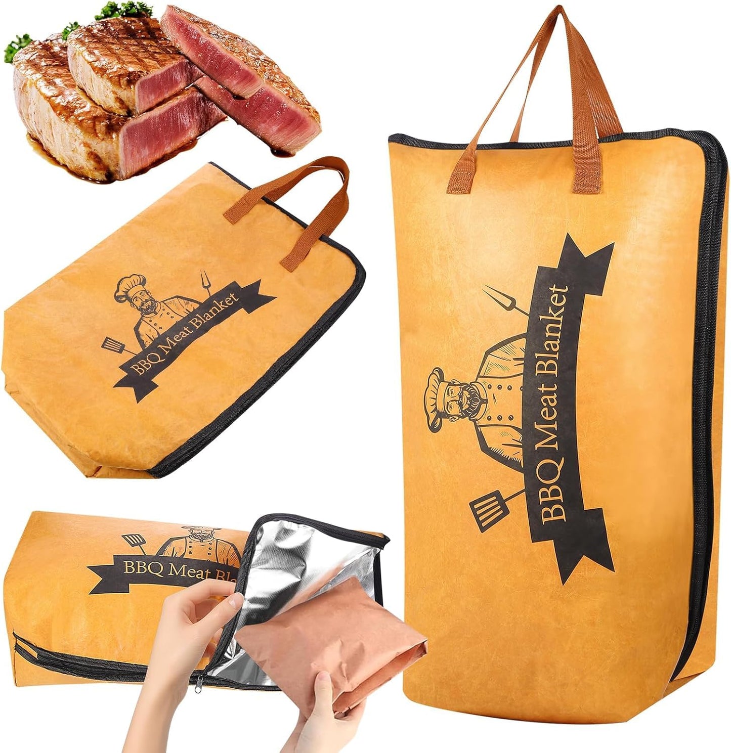 21in BBQ Blanket for Resting Meat - Reusable Meat Resting Bag for Brisket, Beef, Pork Shoulder & Turkey IPerfect Valentine's, Birthday for Grill Lovers