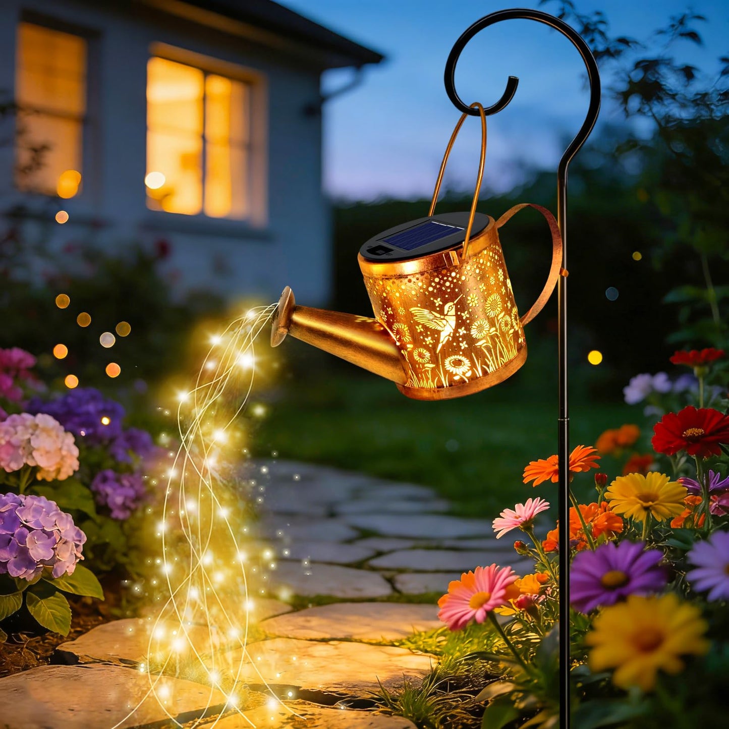 ZNYCYE Solar Watering Can Lights, Hummingbird Decorative Hanging Lantern Solar Lights Outdoor Waterproof, Gifts for Mom Women Grandma Birthday, Retro Metal Garden Decor for Outside Yard Patio Lawn