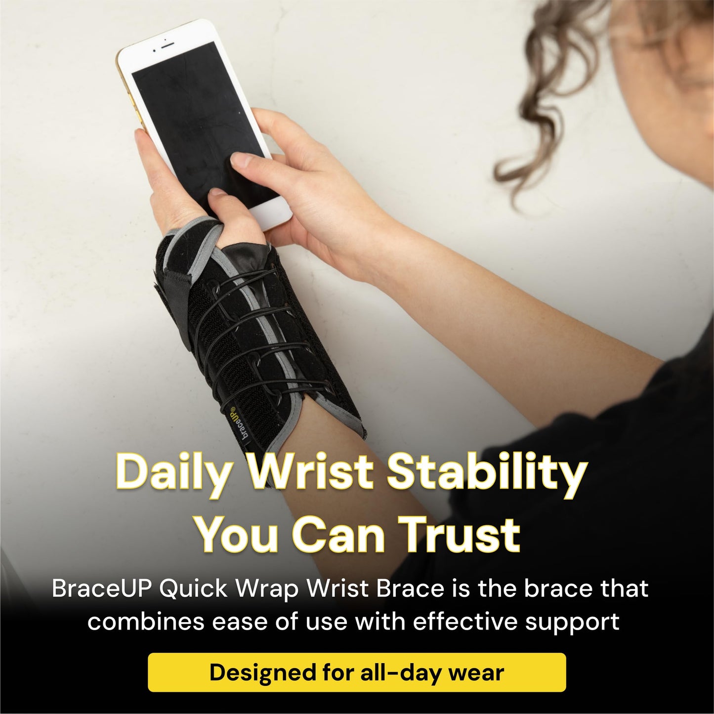 BraceUP Quick Wrap Wrist Brace for Carpal Tunnel, Tendonitis, and Arthritis – Hand and Wrist Support Splint (Right Hand)