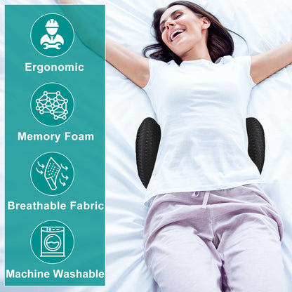 Back Support for Office Chair, Memory Foam Lumbar Pillow for Lower Back Pain Relief, Ergonomic Seat Cushion for Car, Travel, Airplane, Bed with Adjustable Strap