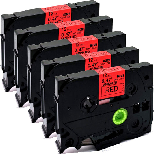 NEOUZA 5PK Compatible for Brother P-Touch Laminated Tze Tz Label Tape Cartridge 12mmx8m (TZe-431 Black on Red)