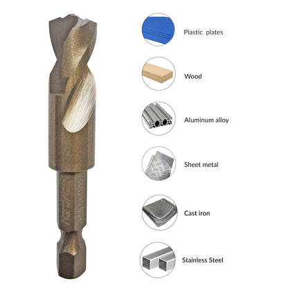 NordWolf 1/2" M35 Cobalt Stubby Drill Bit for Stainless Steel & Hard Metals, with 1/4" Hex Shank for Quick Chucks & Impact Drivers