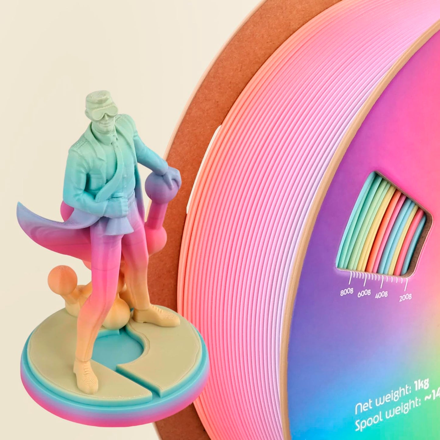 Polymaker Panchroma Gradient Satin Rainbow 3D Printer PLA Filament 1.75mm, Multicolor 3D Printing PLA Filament, 1kg Spool (2.2lbs)