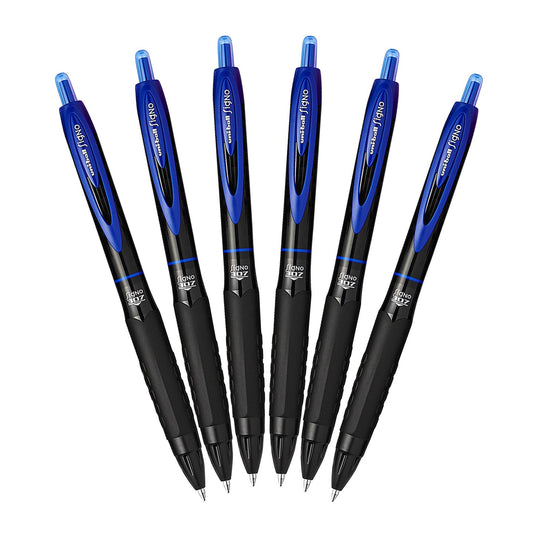 Uni-Ball 307 Retractable Gel Ink Pens, Medium Point 0.7mm, Pack of 6 (Blue)
