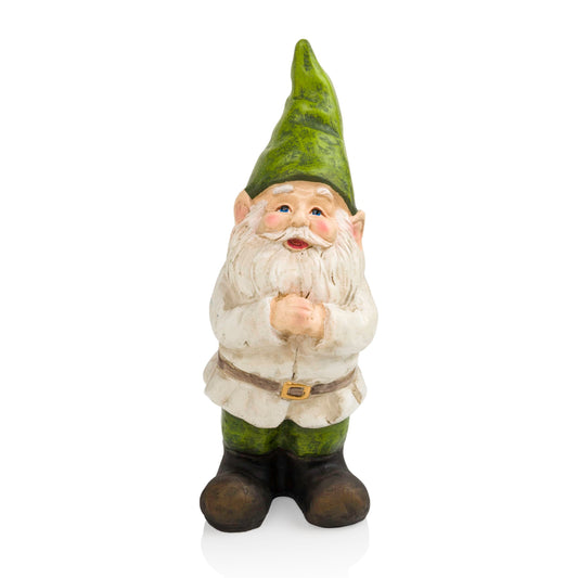 Alpine Corporation 12" Tall Outdoor Garden Gnome Folding Hands Yard Statue Decoration