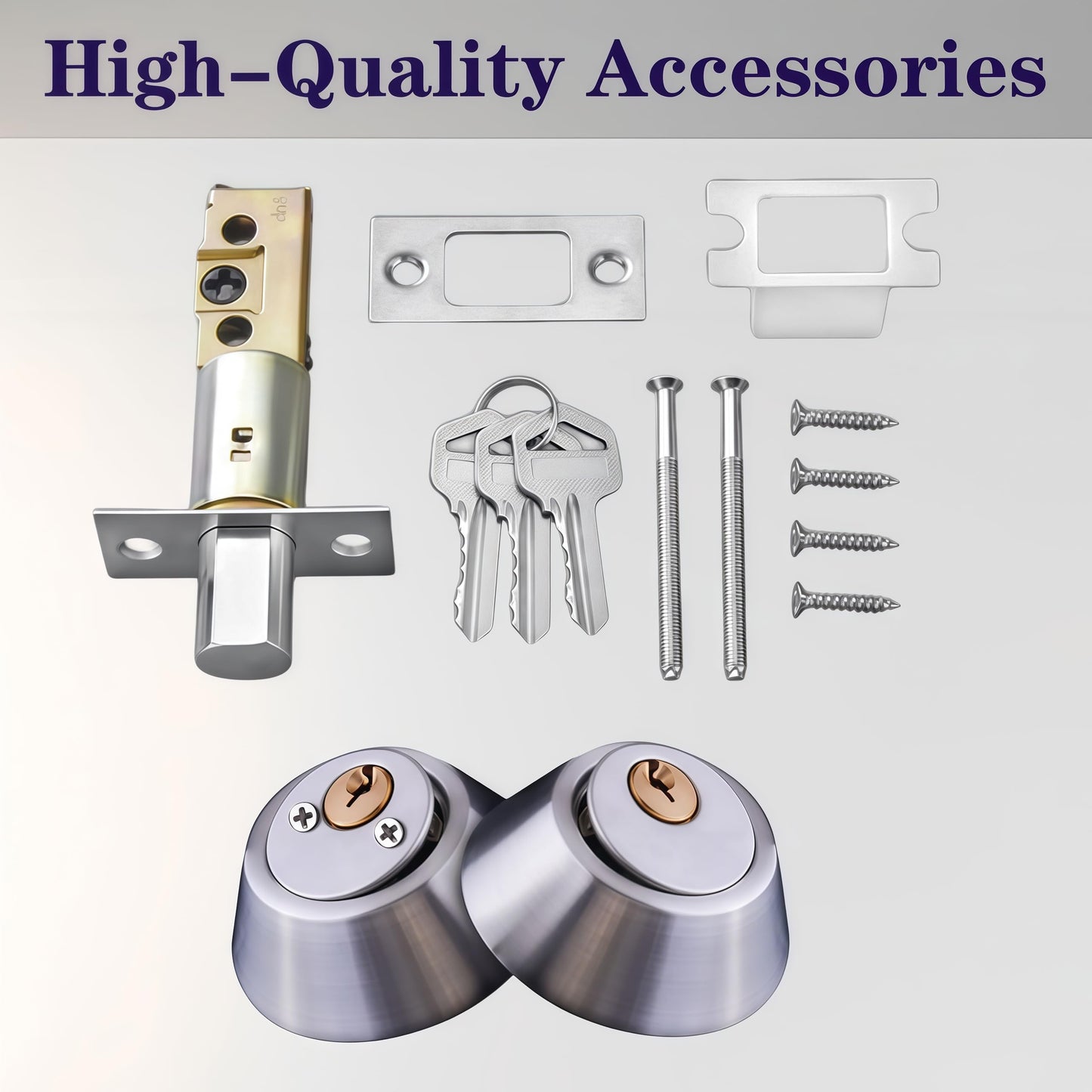 Eiqikayo Silver Steel Double-Head Cylinder Deadbolt Lock- High Security Anti-Kick Door Lock, Easy to Install, Fits Standard Doors, for Home, Apartment and Office Security