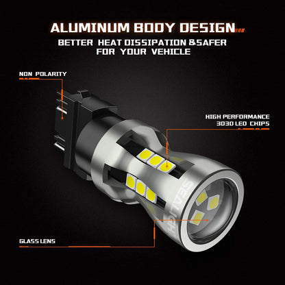 SEALIGHT 3157 LED Bulbs, 6000K 3000Lumens 1300% Brightness Super Super Bright Brake White Lights, 3156 3056 3156 3057 4157 Backup Reverse Lights Reverse Tail Lights Turn Signal Light, Pack of 2