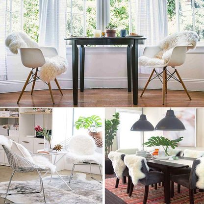 Faux Fur Area Rug, Decor Carpet Sheepskin Style Shaggy Rug for Chair Cover Seat Pad/Sofa Cushion, Ultra Soft Fluffy Rugs in Living Room & Bedroom Bedside, White 67x109 cm