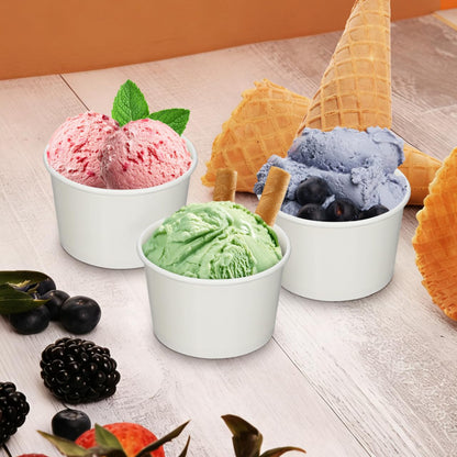 Hemobllo Disposable Dessert Cups with Lids 3Oz Paper Ice Cream Cups for Snacks Yogurt Pudding and Cold Treats 100 Pack Compact Size for Parties and Outdoor Use