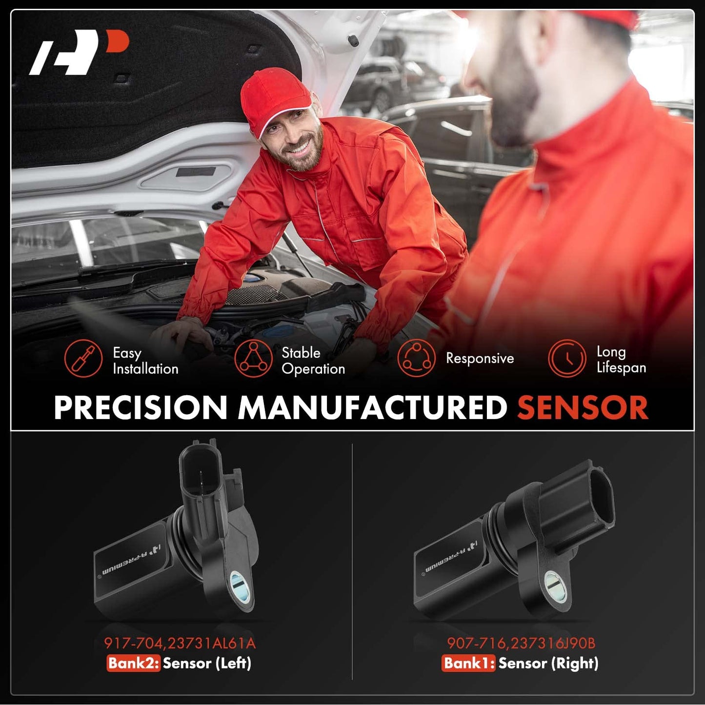 A-Premium Camshaft Position Sensor Left & Right - Compatible with Nissan, Infiniti Vehicles - 3.5L, 4.0L - Altima, Maxima, Murano, Quest, 350Z, Frontier, Pathfinder, Xterra, FX35, G35, M35 - Set of 2