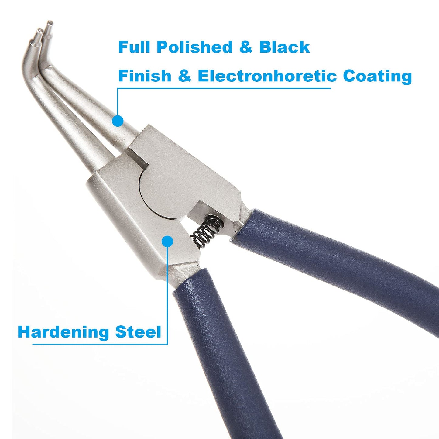 4 Pack 7 inch Snap Ring Pliers Set Heavy Duty Internal/External Circlip Pliers Kit with Straight Bent Jaw Precision Spring Loaded Pliers for Ring Remover Retaining