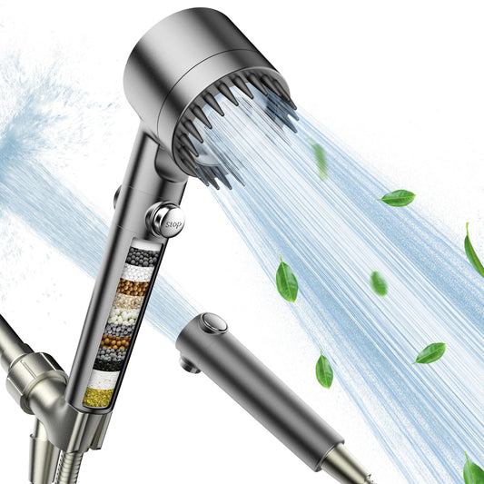 Filtered Shower Head with Handheld, High Pressure Multiple Spray Showerhead with ON/OFF Switch and 18-Stage Water Softener Filters for Hard Water, Remove Chlorine, Power Spray to Clean Tub, Tile & Pet
