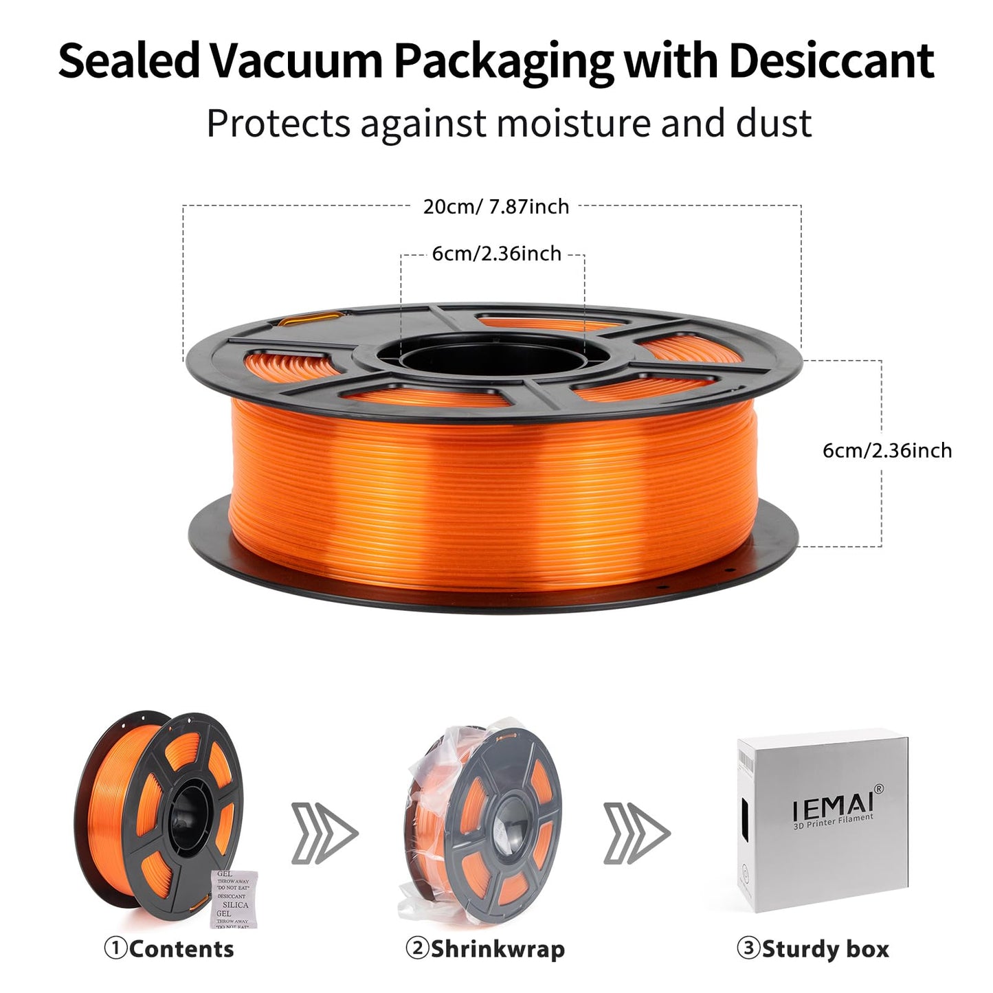 IEMAI Clear PETG Filament 1.75mm 1kg, Crystal Transparent Orange 3D Printer Filament Up to 600mm/s Printing, Tough & Durable for Lampshade, Creative DIY, Home Decor