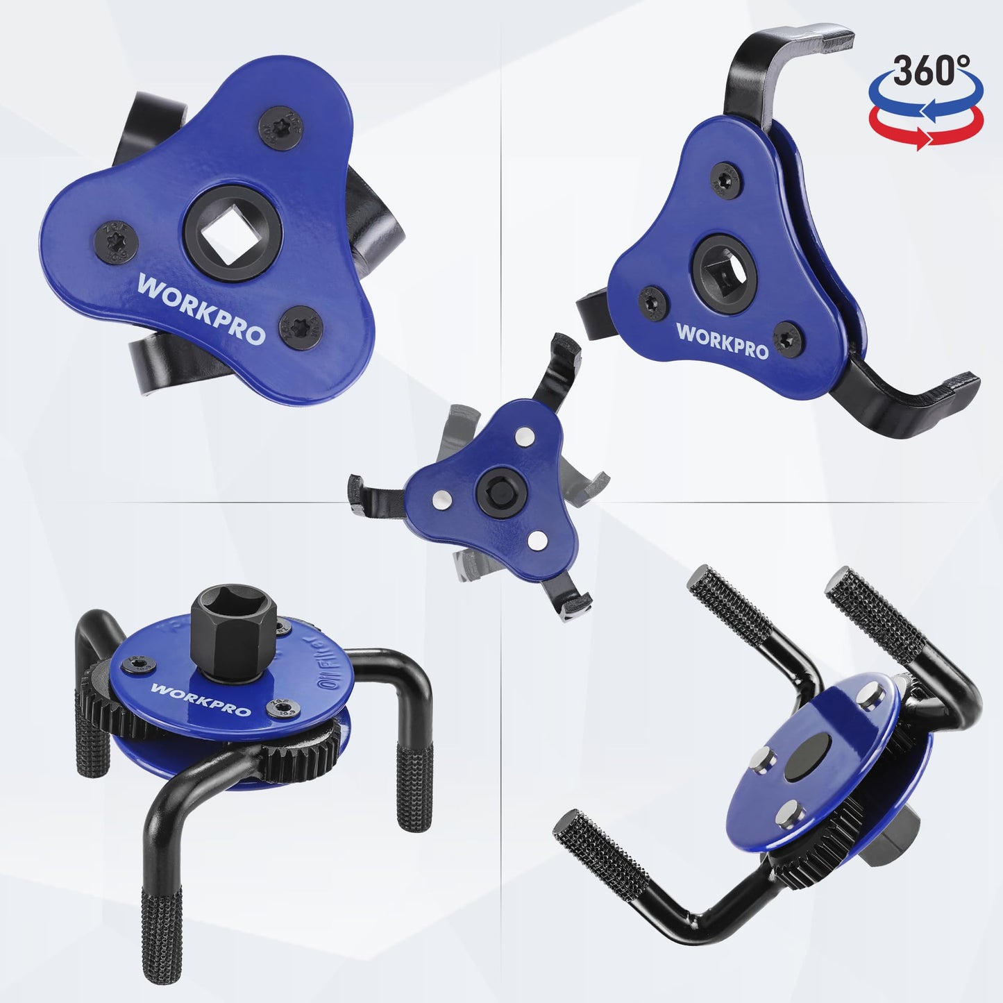 WORKPRO 2-Pack Universal Oil Filter Wrench Adjustable, 3 Jaw Oil Filter Removal Tool, Oil Filter Change Set, Ideal for Engine Filters, Conduit, & Fittings