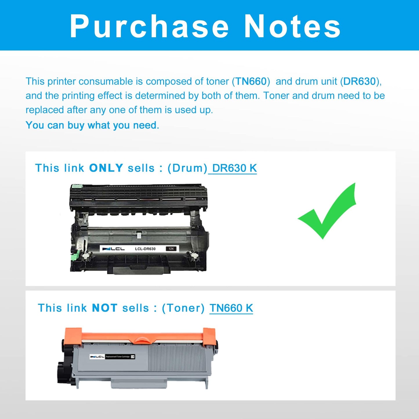 LCL Compatible Drum Unit Replacement for Brother DR630 DR-630 12000 Pages (1-PK, Black) for HL-L2300D HL-L2365DW HL-L2340DW HL-L2320D HL-L2360DW HL2380DW HL-L2360DN MFC-L2700DW MFC-L2720DW MFC-L2740DW