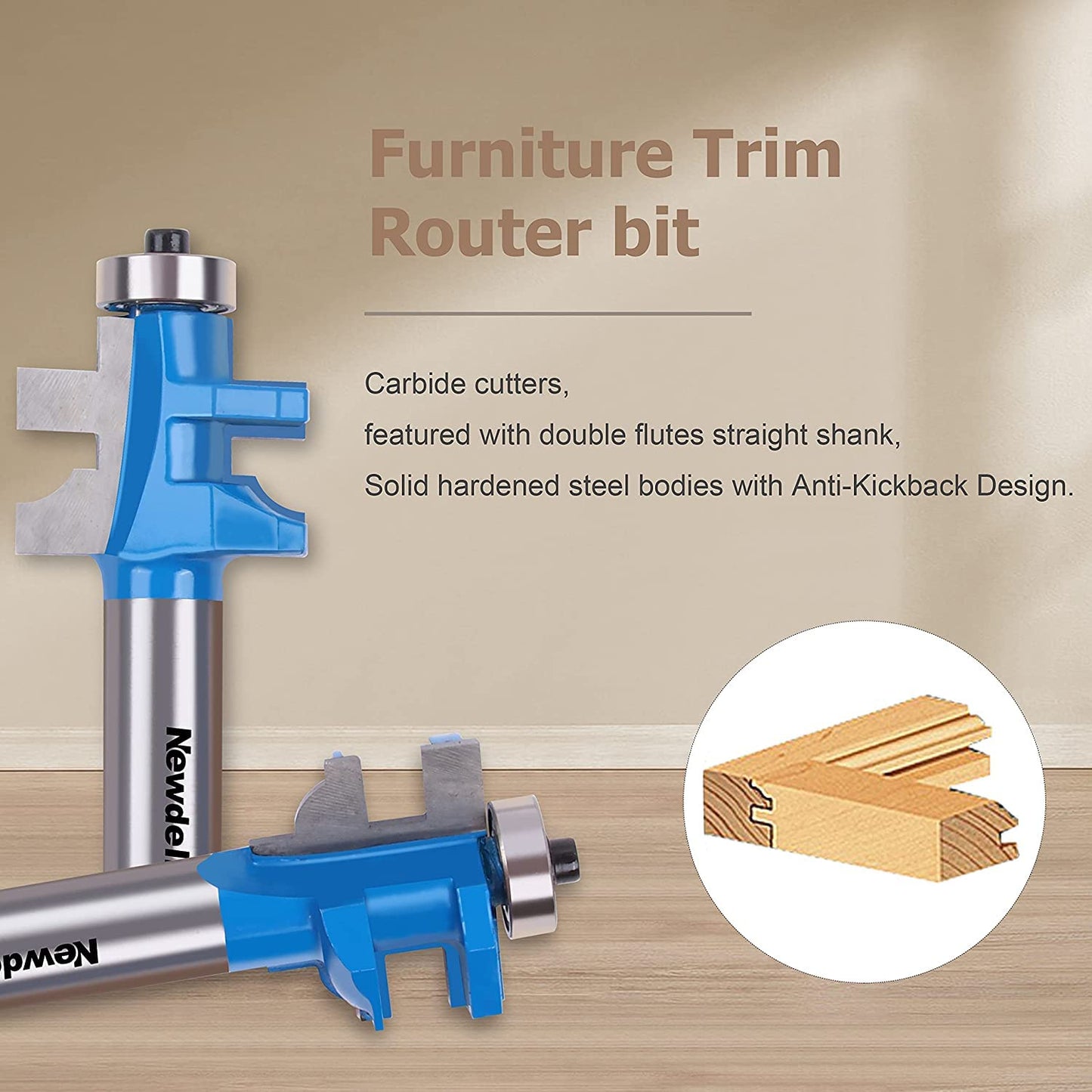 Ogee Rail and Stile Router Bit Set, Newdeli 1/2 Shank Tungsten Cabinet Edged Door Router Bit, Cabinet Router Bit Raised Panel Milling Cutter Tools, for Doors, Frames, Cabinets and More