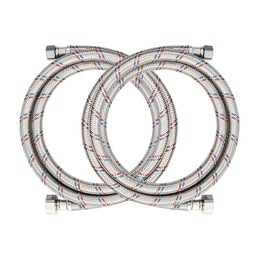 PLUMBINGMSTER 72" Faucet Hose Connector, 3/8" Comp x 1/2" FIP Braided Stainless Steel Faucet Water Supply Lines for Bathroom Kitchen Sink Faucet 2Pcs