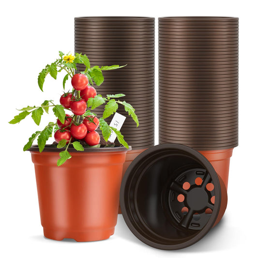 Nursery Pots, PEYOU 100 Pack 4" Plastic Plant Pots with 100PCS Plant Labels, Plant Flower Garden Supplies Seedling Pots, Reusable Seed Starter Pot for Seedlings Transplanting Small Plants Growing