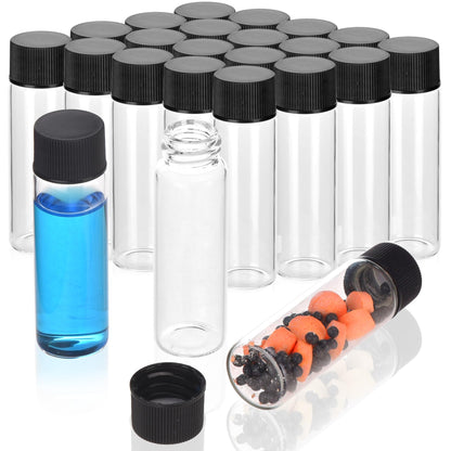 BIGLEE 20PCS Clear Small Glass Vials with Screw Caps (Clear,20ML)