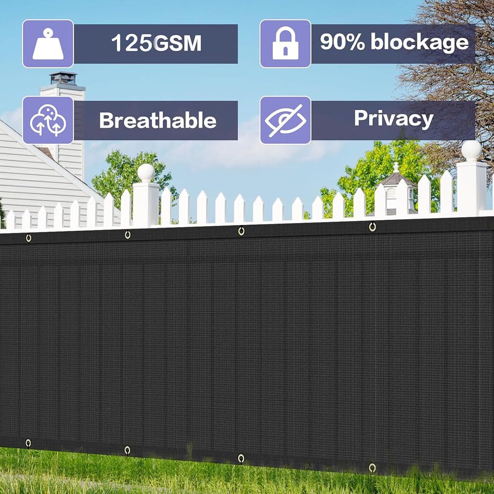 Privacy Fence Screen 3.3ft X 20ft – 90% Blockage UV Outdoor Shade Net Cover Heavy Duty Fence Mesh for Outdoor Wall Garden Backyard Porch Patio Balcony