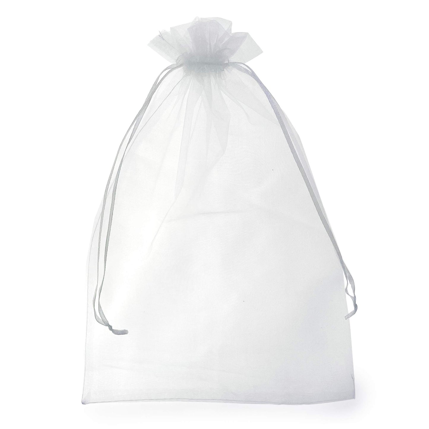 Allgala 100 Count Organza Gift Party Favor Bags with Drawstring (White, 8x12 Inch)