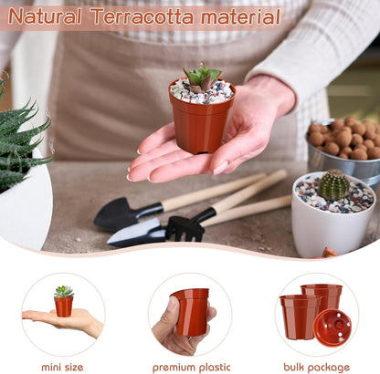 200 Pack Mini Plastic Plant Pots, 2 Inch Nursery Seedling Pots with Drainage Holes, Small Seed Starter Planter for Flower Vegetable Seedlings Mini Succulents Cactuses Indoor Outdoor Plants