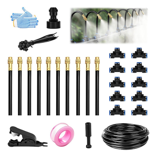Garden Irrigation Watering Systems Kit, Greenhouse Automatic Water Misting System, 360° Adjustable Bendable Nozzle Copper Sprayer, Auto Watering Equipment for Plants Outdoor Indoor