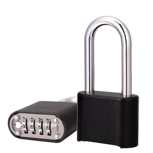 Combination Padlocks,Chumiug 4 Digit Resettable Combination Lock with 2.6 Inch Long Hardened Steel Shackle,Suitable for Outdoor School, Gym,Backyard Fence, Hasps,Shed & Toolbox [2 Pack] (Black - L)
