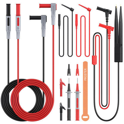 Proster Multimeter Leads Kit 9 in 1 Test Leads with Alligator Clips Test Leads Test Hook Test Lead Tweezers Electric Tester Leads for Multimeter Tester