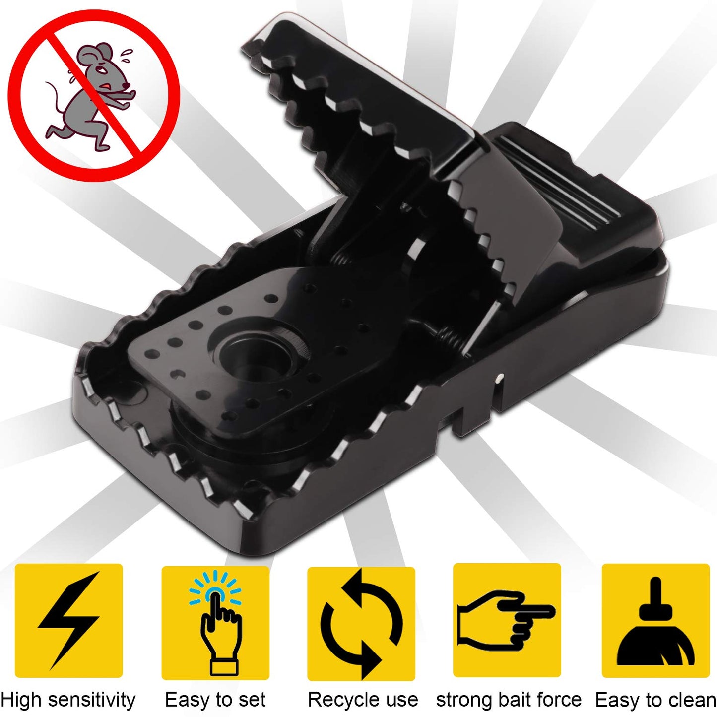 Mouse Traps 16 Pack - Humane Instant Catch Reusable Indoor/Outdoor Snap Traps for Small Mice, Safe & Effective Rodent Catcher with Easy Clean Design (Kids & Pets Friendly)