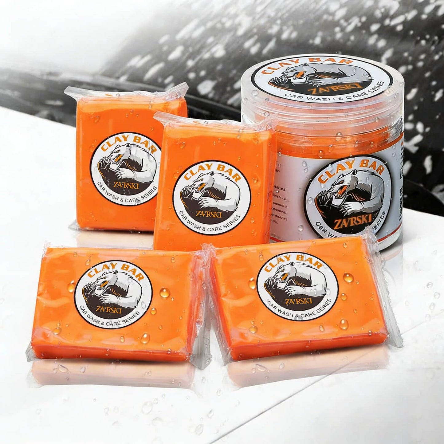 Zavrski Car Clay Bar 4 Pack 100g Auto Detailing Clay Bar Premium Grade Clay Bar Cleaner Washing Supplies with Washing and Adsorption Capacity for Cleaning Cars, RV, Bus and Boats