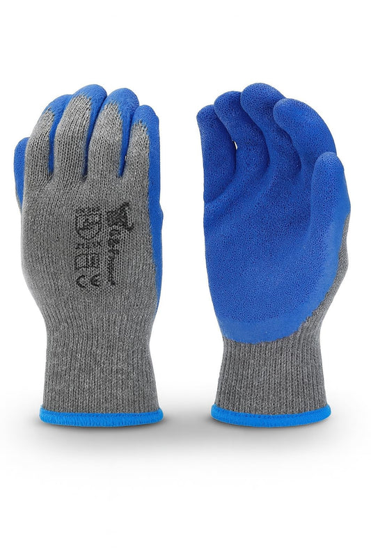 G & F Products - 3100L-DZ-Parent 12 Pairs Large Rubber Latex Double Coated Work Gloves for Construction, Gardening Gloves, Heavy Duty Cotton Blend Blue