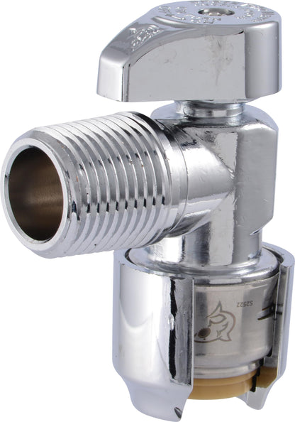 Sharkbite Max 1/2 x 1/2 Inch MIP Angle Stop Valve, Quarter Turn, Push to Connect Brass Plumbing Fitting, Brushed Nickel Finish, PEX Pipe, Copper, CPVC, PE-RT, HDPE, UR24946