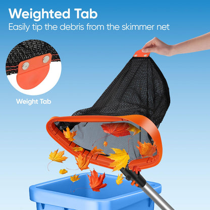 45CM Pool Net, Pool Skimmer Net with Double-Layer Netting Bag, Aluminum Frame, Deep Nylon Net, Large Capacity Pool Cleaning Net, Leaf Skimmer Rake Net for Above Ground & In-ground Pools (No Pole)