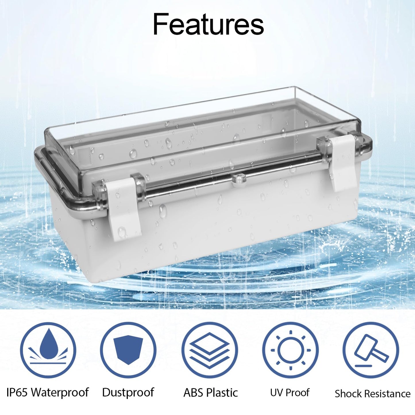 LMioEtool ABS Plastic Dustproof Waterproof IP65 Junction Box Hinged Shell Universal Electrical Project Enclosure Gray (7.9"x3.9"x2.8" Clear Cover)
