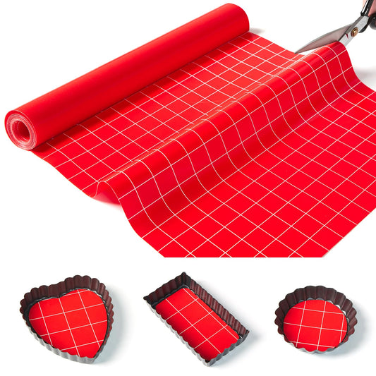 EuChoiz Silicone Baking Mat Roll 16IN*5FT, Non-Slip, Non-Stick, Reusable, Free Cutting, Oven Liner, Counter Mat, Freeze Dryer Mat, Red