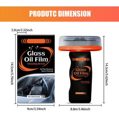 2PC Glass Oil Film Remover for Car,100ml Roll-On Glass Compound with Cleaning Board, Removes Oil Film & Smudges,Automotive Oil Film Cleaning Brush for Car Windows