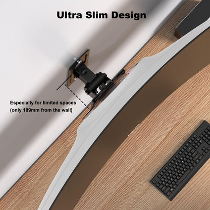 PUTORSEN Monitor Wall Mount for 17–49 Inch Ultrawide Screens,Heavy Duty Monitor arm up to 44 lbs with Swivel,Tilt & Rotation,VESA 75x75 & 100x100,Black