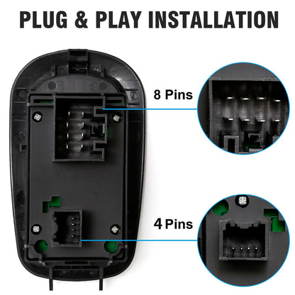 Hoypeyfiy GK2T‑14A132‑CA Left Driver Side Double Window Control Switch Car Electric Power Window Control Switch Replacement for Ford Transit 2014‑2019