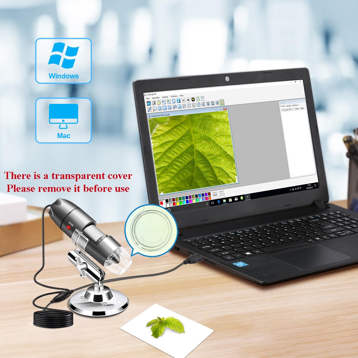 USB Microscope Camera 40X to 1000X, Cainda Digital Microscope with Metal Stand and Carrying Case Compatible with Android Windows 7 8 10 11 Linux Mac, Portable Microscope Camera