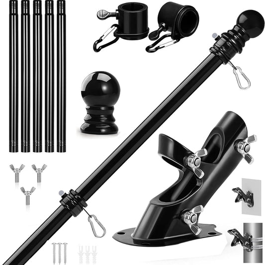 Flag Pole - Upgraded Bracket, 6 FT Stainless Steel Flag Poles for Outside House, Residential or Commerical, Tangle Free Flag Pole Kit for Canada Flag