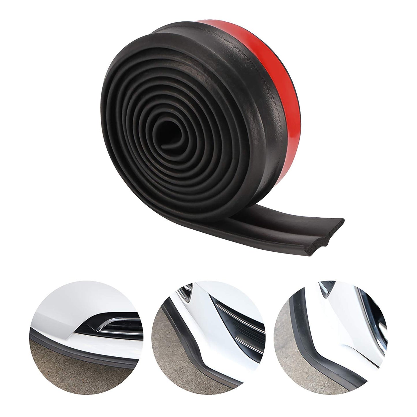 Car Front Rear Bumper Protector, 2.5m/8.2ft Universal Rubber Bumper Lip Splitter Body Skirt Spoiler