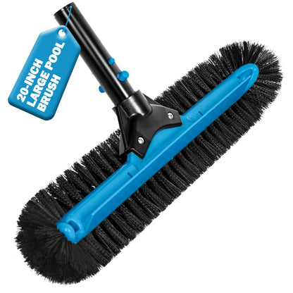 WXFANA 51cm Wide Pool Brush Head, Extra-Large Pool Brush Heavy Duty Pool Cleaning Brush with 12-Rows Bristles, Inground/Above Ground Pool Brushes with Curved Ends,Sturdy EZ Clip Handle (No Pole)