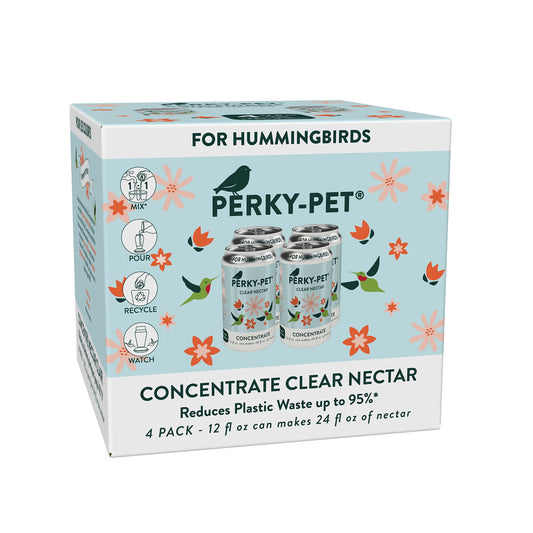 Perky-Pet 532 Clear Hummingbird Nectar Liquid Concentrate in Recyclable Aluminum Can - 4 Cans, 12 oz Each - 48 Total Ounces