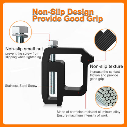 Cholila Cover 4 Pack Premium Aluminum Truck Topper Clamps, Black, Compatible with Chevy Silverado Sierra 1500 2500 3500, Dodge Dakota Ram 1500 2500 3500, F150 F250